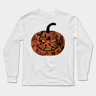 Halloween Pumpkin Doodle Line Art Long Sleeve T-Shirt